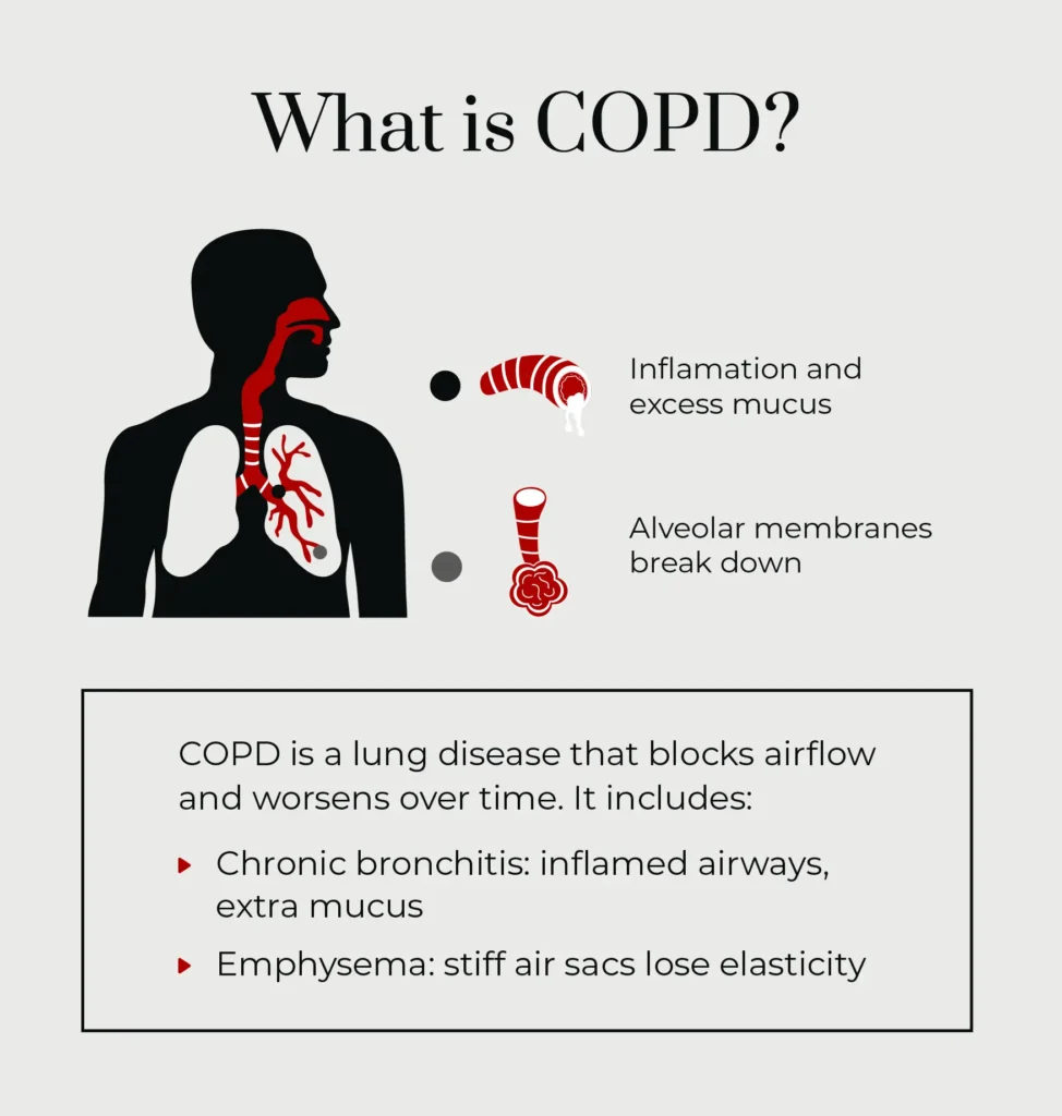 An infographic describing what chronic obstructive pulmonary disease. 