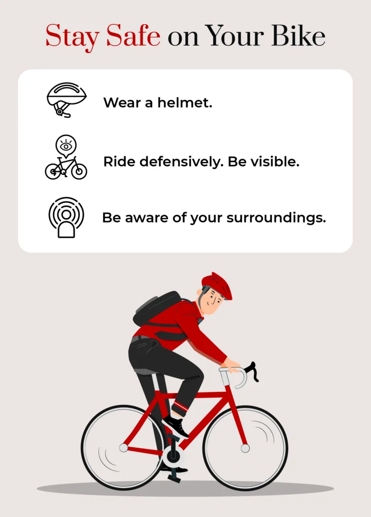 Una infografía con consejos de seguridad para montar en bicicleta.